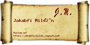Jakabfi Milán névjegykártya