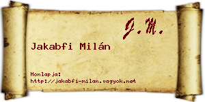 Jakabfi Milán névjegykártya